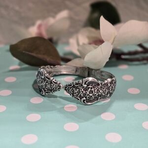 Hand made spring hinge sterling plate spoon bracelet